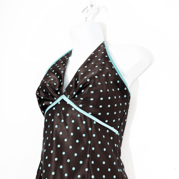 Vintage Jessica McClintok Gunne Sax Dress Womens 3/4 Retro 90s 80s Satin Dot - Picture 2 of 12